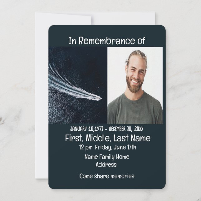 Convite Serviço Memorial Convidar Motor de Barcos de Alime (Frente)