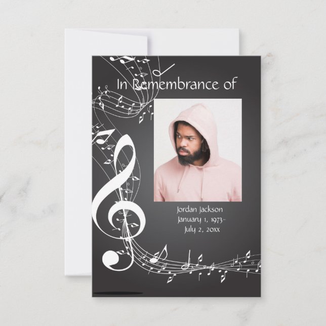 Convite Serviço Memorial Convidar Notas de Música Personal (Frente)