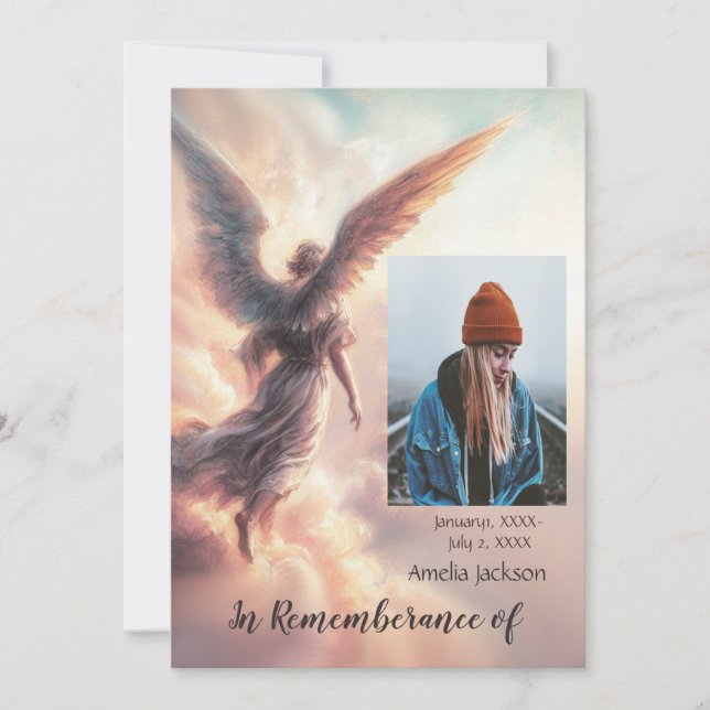 Convite Serviço Memorial Convidar Nuvens do Anjo Sky (Frente)