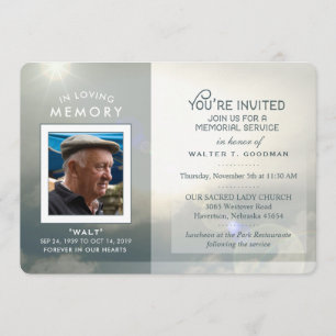 Convite Serviço Memorial Convidar Nuvens Pacíficas Branco 