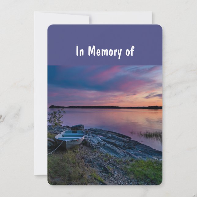 Convite Serviço Memorial Convidar Oceano Sunset Boat (Frente)