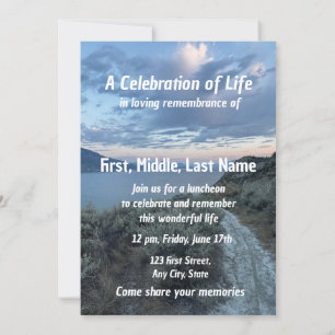 Convite Serviço Memorial Convidar Ondas de Lago Oceano Oce