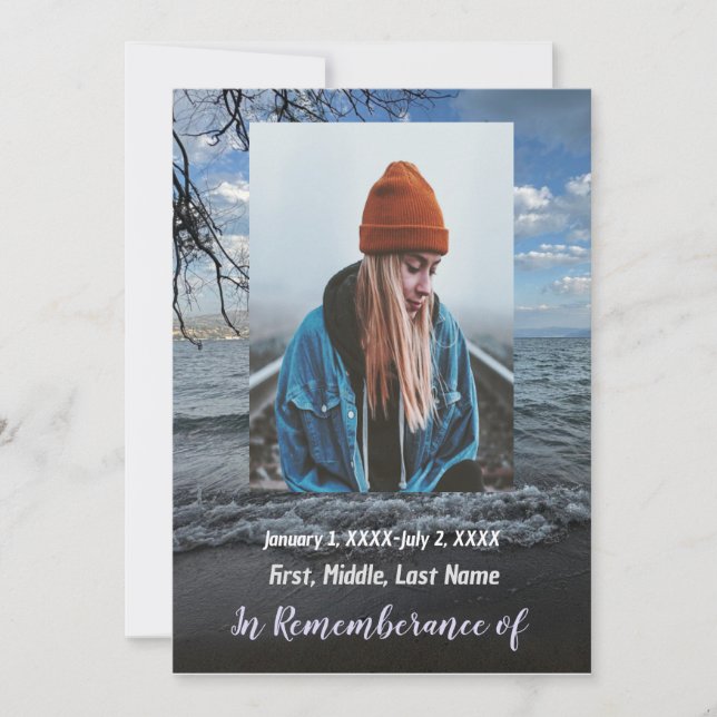 Convite Serviço Memorial Convidar Ondas de Lago Oceano Oce (Frente)