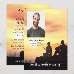 Convite Serviço Memorial Convidar Pai Filho Peixe de Pesc