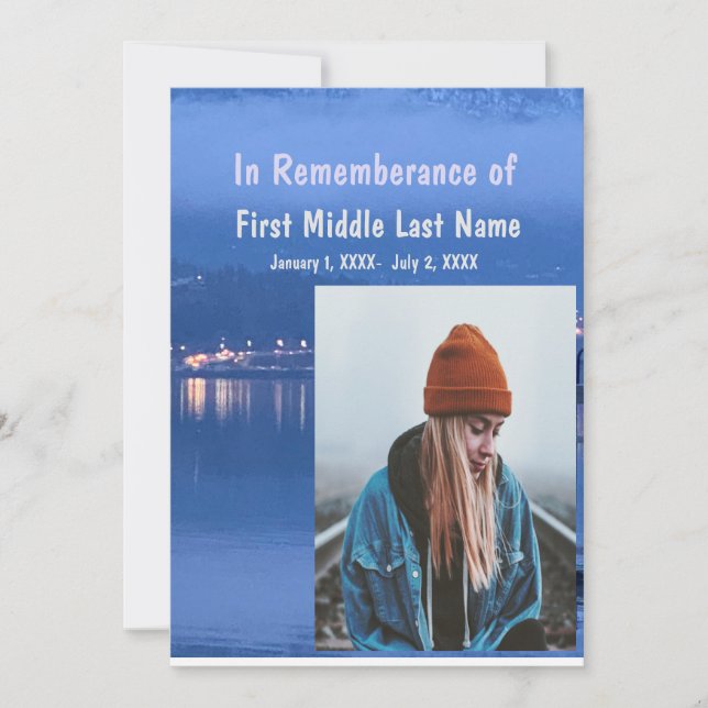 Convite Serviço Memorial Convidar Tráfego Dawn Lake Mornin (Frente)