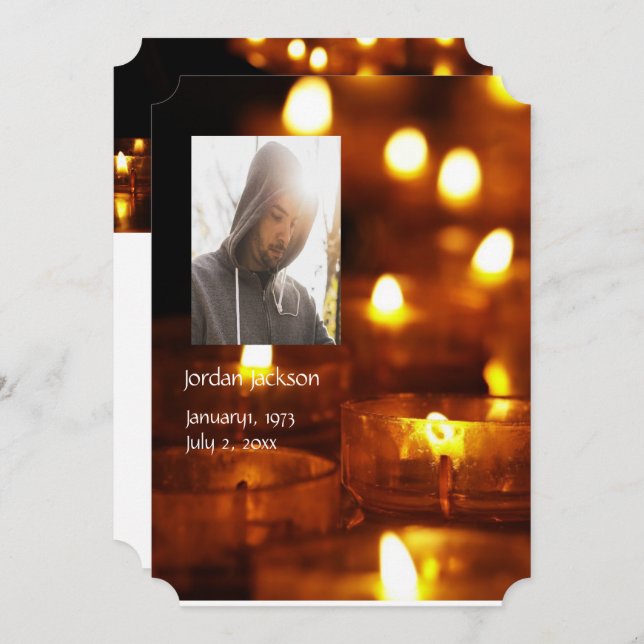 Convite Serviço Memorial Convidar Velas Lâmpada de Velas (Frente/Verso)