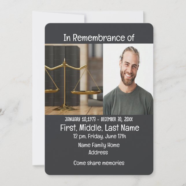 Convite Serviço Memorial Convide Advogado Direito Jurídico (Frente)
