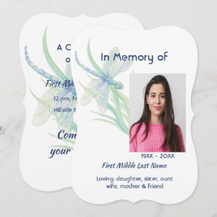 Convite Serviço Memorial Convide Dragonfly Watercolor Art