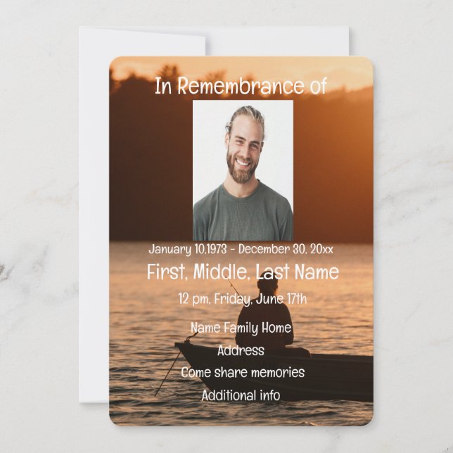 Convite Serviço Memorial Convide Lago Sunset Fisheries (Frente)