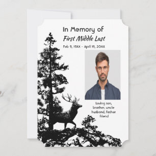 Convite Serviço Memorial Convide Masculine Stag Deer Art
