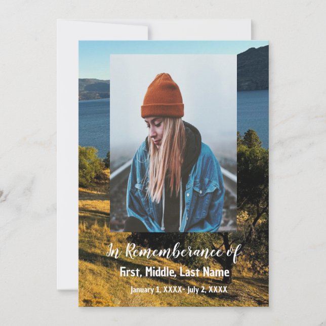 Convite Serviço Memorial Convide Montanhas do Lago Orchard (Frente)