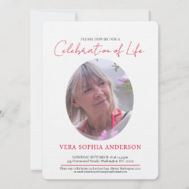 Convite Serviço Memorial coração foto oval vermelha preto