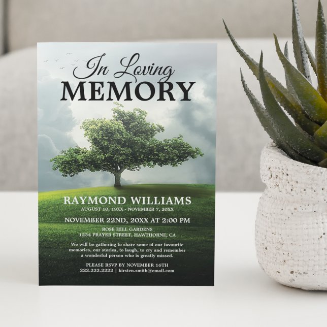 Convite Serviço Memorial de Árvore | Celebração da Vida no (Criador carregado)