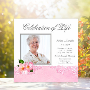 Convite Serviço Memorial de Fotos Cor-de-Rosa da Mulher