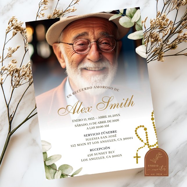 Convite Serviço Memorial de Funeral com Foto de Vegetação  (Criador carregado)