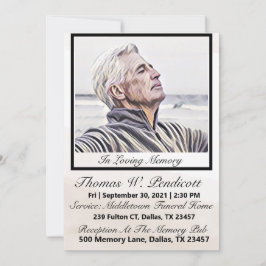 Convite Serviço Memorial de Funeral com Foto Simples Minim