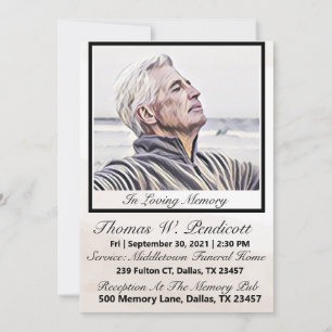 Convite Serviço Memorial de Funeral com Foto Simples Minim