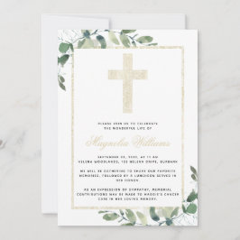 Convite Serviço Memorial Dourado Cross Eucalyptus