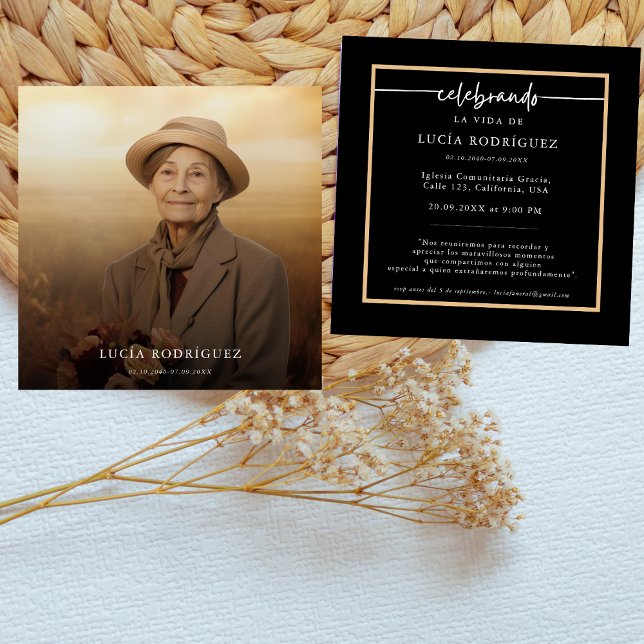 Convite Serviço Memorial Espanol | Funeral Fotográfica Esp (Criador carregado)