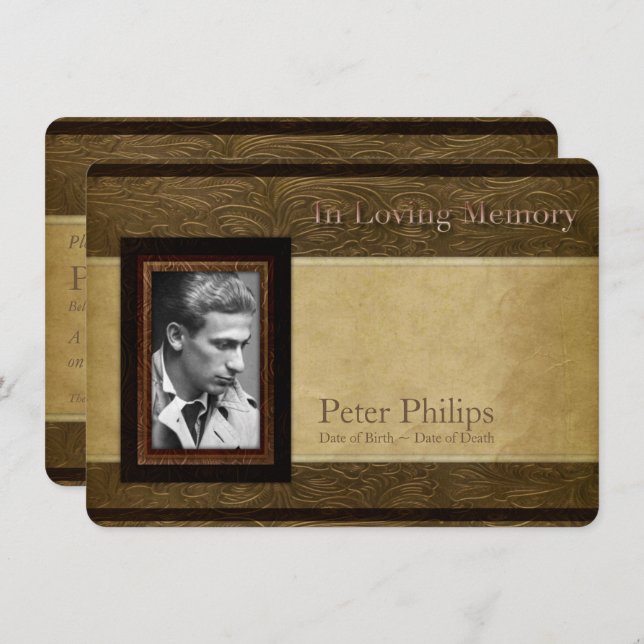 Convite Serviço Memorial Fotográfico em pergaminho de cour (Frente/Verso)