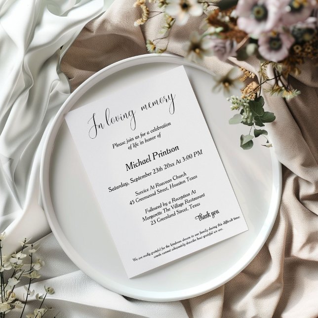 Convite Serviço Memorial, Funeral, comemoração da vida (Criador carregado)