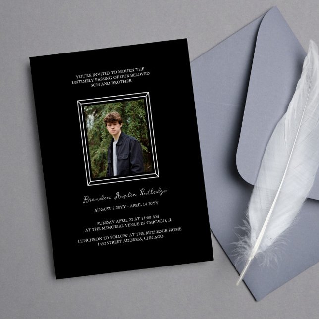 Convite Serviço Simples de Memória de Fotografias de Quadr (Criador carregado)