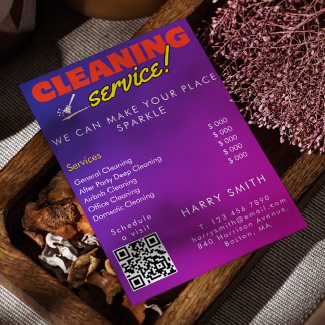 Convite Serviços De Limpeza Fizeram A Verificação De Preço (Cleaning Services Maid Price Scan To Connect Invitation)