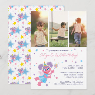 Convite Sesame Street Abby Cadabby Photo Collage Aniversár