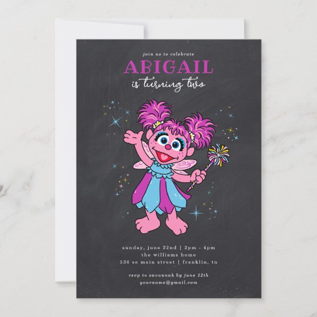 Convite Sesame Street Abby Cadabby Sparkles Aniversário (Frente)