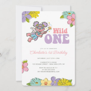 Convite Sesame Street Abby Floral Selvagem de Aniversári