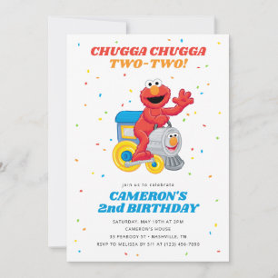 Convite Sesame Street Elmo Chugga Chugga Dois Aniversário