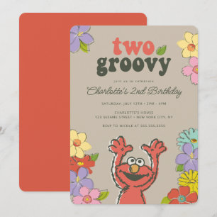 Convite Sesame Street Elmo Dois Groovy Florais de Aniver