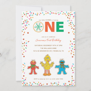 Convite Sesame Street Natal Cookie Primeiro Aniversário