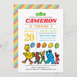 Convite Sésamo Street Pals | Balões aniversário de 3 anos