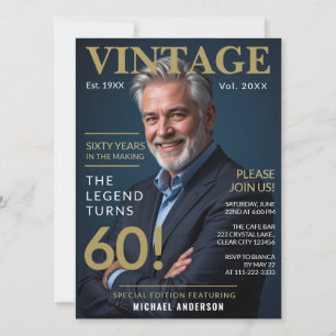 Convite Sessenta Anos em Fazer Vintage Aniversário de 60 a