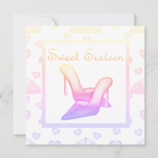 Convite Sessenta CALÇADOS de ANIVERSÁRIO cor-de-rosa paste (Frente)