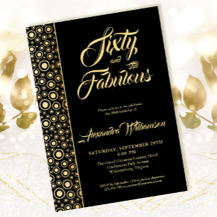 Convite Sessenta e fabulosa Black Dourado 60º aniversário