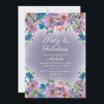 Convite Sessenta e fabulosa Noite de Mulheres Azuis Roxas<br><div class="desc">Floral floral roxo e azul,  estilo aquoso,  Sessenta e convite de aniversário fabuloso para mulheres. Fontes,  texto e texto são todos personalizáveis.</div>