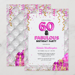 Convite Sessenta e fabulosa rosa Dourada 60º aniversário
