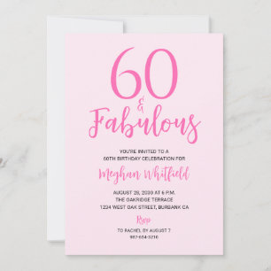 Convite Sessenta e Fabuloso Rosa Corado 60º Aniversário