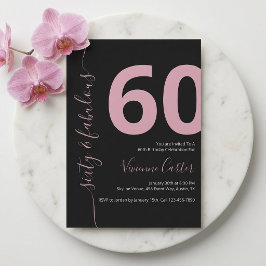 Convite Sessenta e Fabuloso Script Rosa Aniversário de 60 