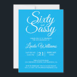 Convite Sessenta e sassy 60ª Festa de aniversário azul bri<br><div class="desc">Comemore a fazer 60 anos em estilo com este moderno design de 60 anos de aniversário em azul brilhante, um convite chic de 60 anos que você pode simplesmente personalizar e enviar para a sua sexagésima festa de festa de aniversário. As palavras sessenta e sassy em branco são definidas por...</div>