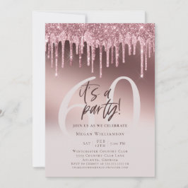 Convite Sessenta é uma festa cor-de-rosa brilhante 60º ani