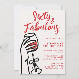 Convite Sessenta & Fabuloso Vinho Tinto Desenhado à Mão An