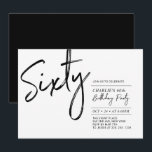 Convite Sessenta | Festa de aniversário 60 Preta e Branca<br><div class="desc">Celebre seu dia especial com este simples na moda 60º convite de aniversário. Este design apresenta um script de pincel "Sessenta" com um layout limpo na combinação de cores preto e branco. Mais designs disponíveis no meu compro BaraBomDesign.</div>