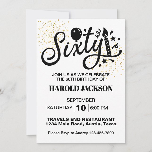 Convite Sessenta Milestone Aniversário (Frente)