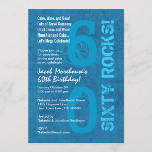 Convite Sessenta Rocks! 60ª Festa de aniversário Modern Gr