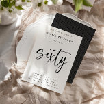 Convite Sessenta | Tipografia moderna da Festa de aniversá<br><div class="desc">Estes simples, elegantes mas sofisticados convites de festas de aniversários 60º contêm a palavra "sessenta" em um roteiro de caligrafia escrevendo à mão e uma serifpografia moderna e espaçada. Você pode mudar o esquema de cores facilmente para sua própria paleta de duas cores personalizada usando o botão "Editar usando a...</div>