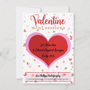 Convite Sessões Fotográficas Mini Red Valentine Gold