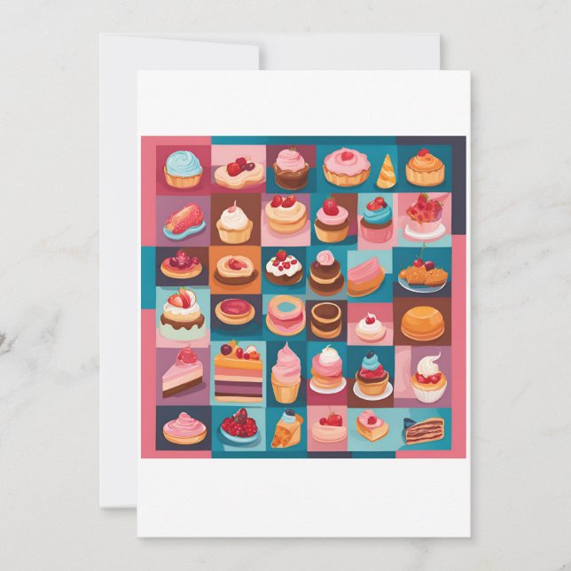 Convite set of pastries delicious  (Frente)